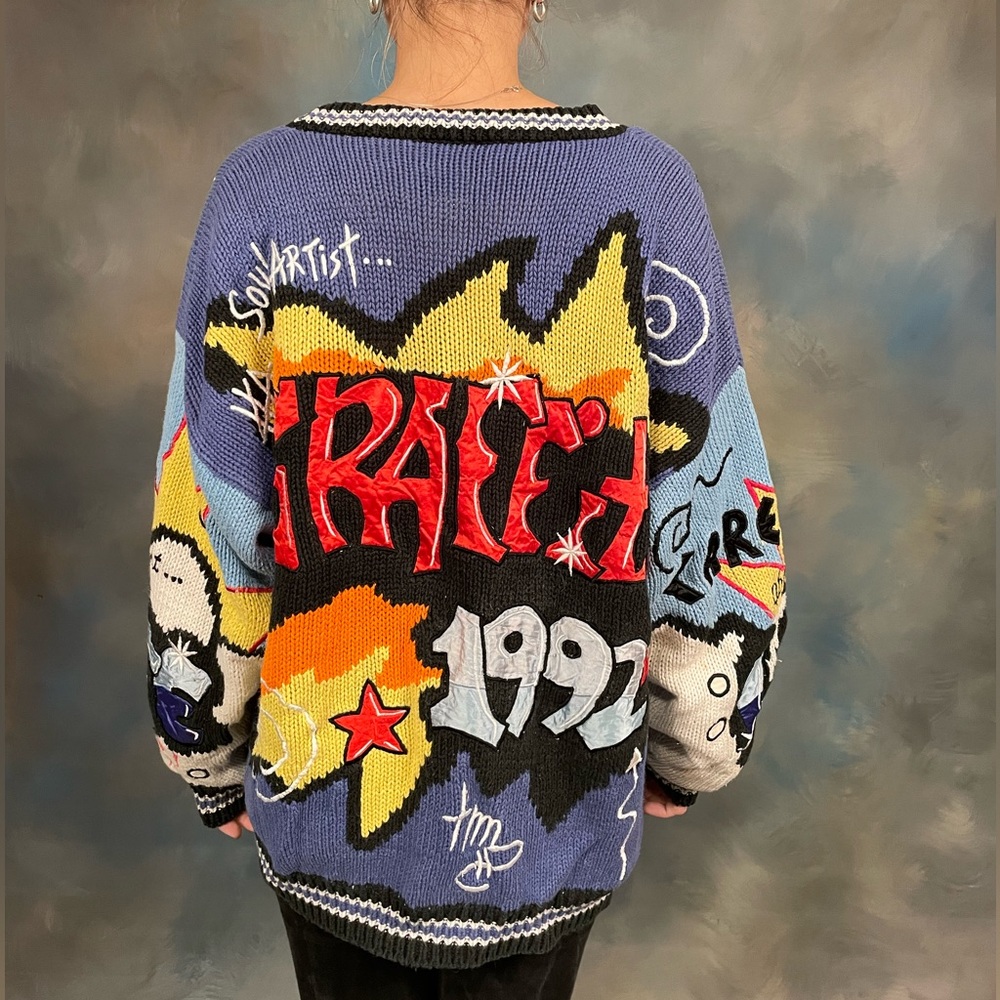 Vintage Knit Cardigan - Graffiti